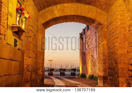 Alghero, Sardinia Island, Italy: Old Town in the beautiful sunset