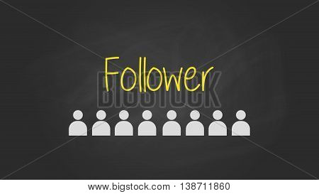 followers sign text written on the blackboard with user icon vector graphic illustration
