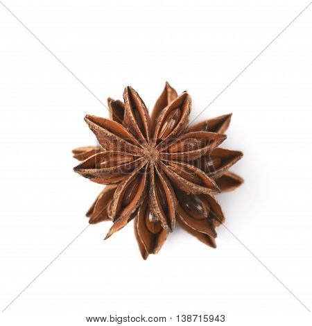 Pile of multiple Chinese star anise seeds, composition isolated over the white background