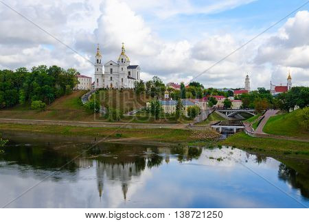 Panoramic view of historic center of Vitebsk over Western Dvina Belarus