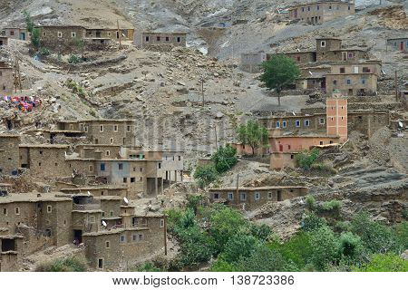 Old village in the Atlas Mountains Morocco