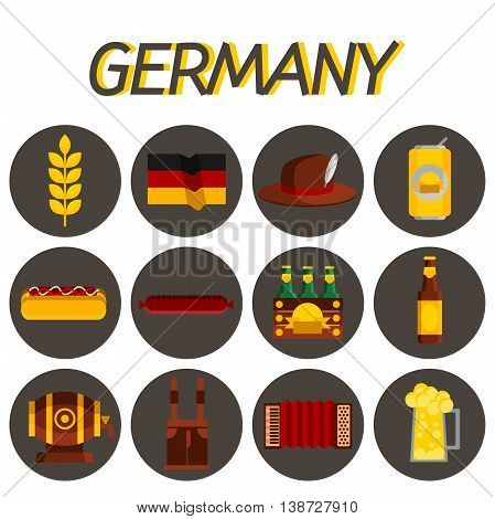 Germany flat icon set. Traveling Euope. Vector illustration, EPS 10