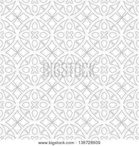 Seamless pattern. Modern stylish geometric texture with regularly repeating small dots dotted circles rhombuses Vector element of graphic design