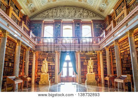 Pannonhalma Hungary - June 27 2016: Pannonhalma Abbey library interior in Hungary. UNESCO's World Heritage Site