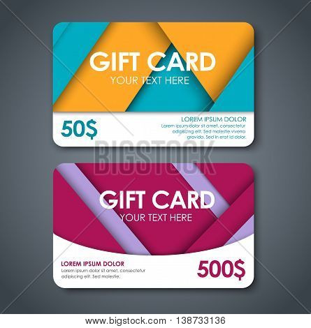 Gift Cards In Style Of Material Design