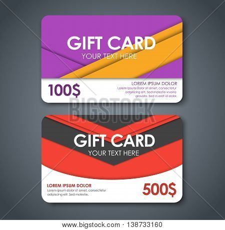 Gift Cards In Style Of Material Design