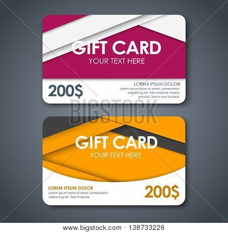 Gift Cards In Style Of Material Design