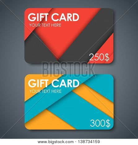 Gift Cards In Style Of Material Design