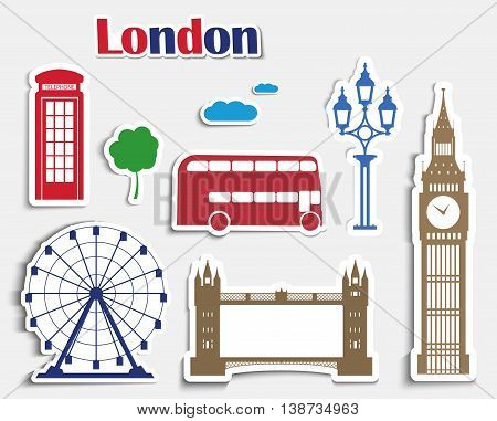 Set Of Stickers For The Journey To London