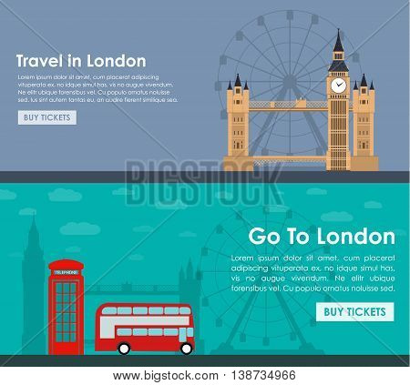 Banner Travel To London. Flat Style