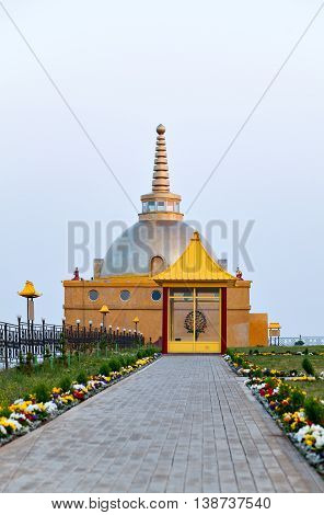 Attractions on site for a Buddhist temple. Datsan Rinpoche Bagsha on Bald Mountain in Ulan-Ude, Buryatia, Russia.