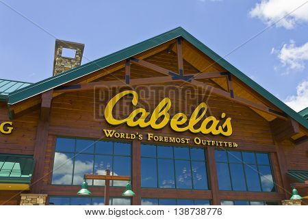 Indianapolis - Circa July 2016: Cabela's Retail Store Location. Cabela's Markets Outdoor Recreation Equipment I