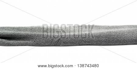 Strip of gray fabric isolated over the white background