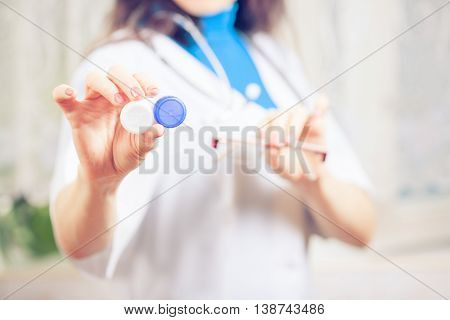 Eyesight correction. Ophthalmology excellent vision or optician shop concept. Laser surgery alternative