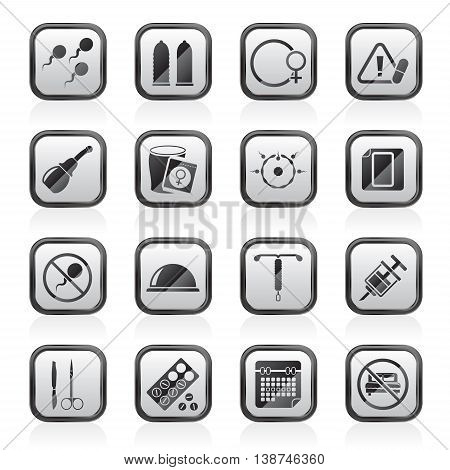 Pregnancy and contraception Icons - vector icon set