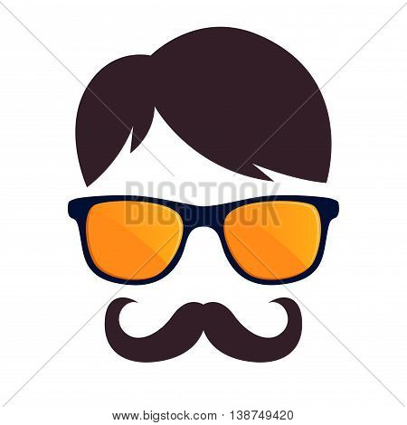 Vector stock of hipster male face with sunglasses and mustache