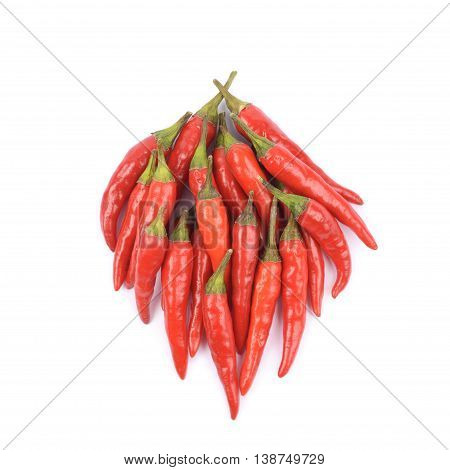 Pile of red italian peppers isolated over the white background