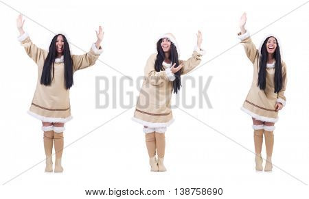 Eskimo woman isolated on the white