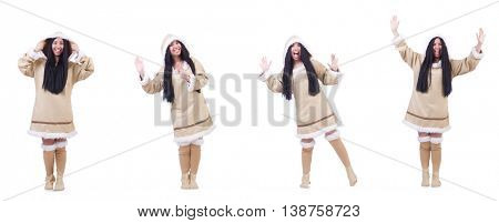 Eskimo woman isolated on the white
