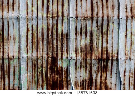 Close uo old zinc wall with rust