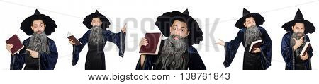 Funny wise wizard isolated on the white