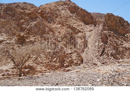 Wadi Shahamon near Eilat in sunset time, South Israel
