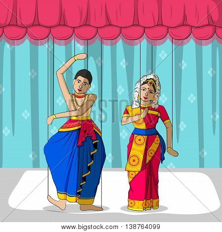 Vector design of colorful Rajasthani Puppet in Indian art style