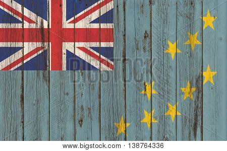 tuvalu Flag on old wood texture background