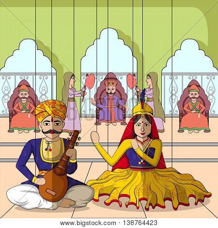 Vector design of colorful Rajasthani Puppet in Indian art style