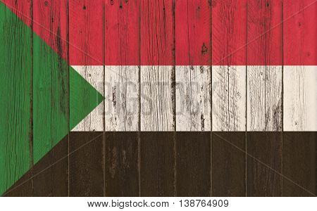 Flag of Sudan painted on wooden frame
