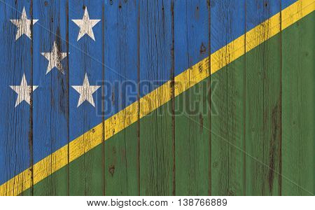 Flag of Solomon Islands painted on wooden frame