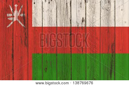 Flag of Oman painted on wooden frame