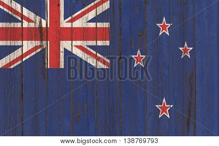 Flag of New Zeland painted on wooden frame