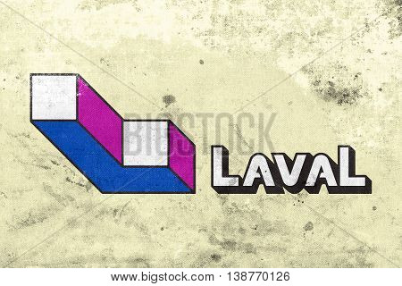 Flag Of Laval, Quebec, Canada, With A Vintage And Old Look