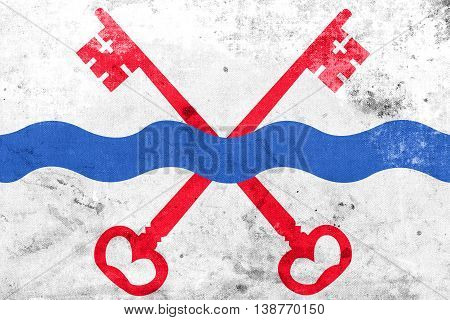 Flag Of Leiderdorp, Netherlands, With A Vintage And Old Look