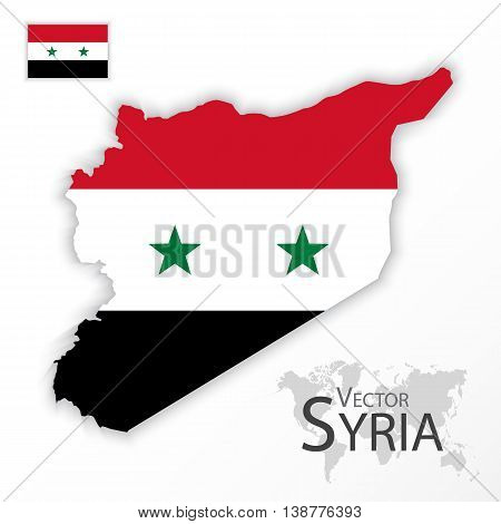 Syria ( Syrian Arab Republic ) ( flag and map ) ( transportation and tourism concept )