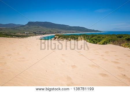 Sand dune of Bolonia beach province Cadiz Andalucia Spain