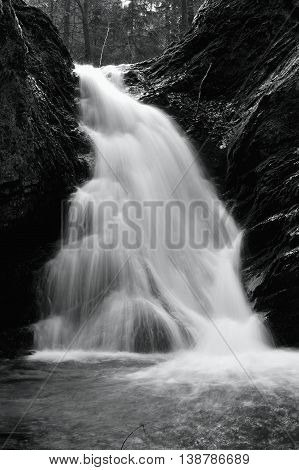 Spring waterfall landscape with huge water detail