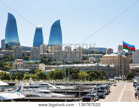 Flame Towers Skyscraper In Baku, Azerbaijan