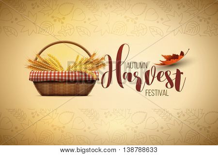 Vector autumn harvest festival poster design template. Elements are layered separately in vector file.