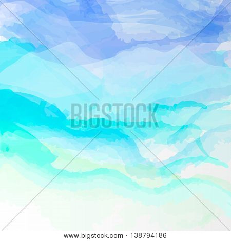 Abstract vector watercolor background. Colourful blue template illustration