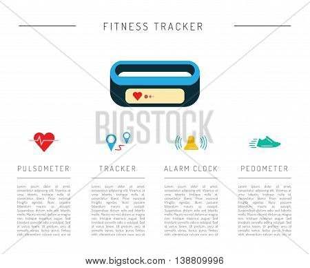 Set of icons fitness bracelet. Fitness tracker pedometer.