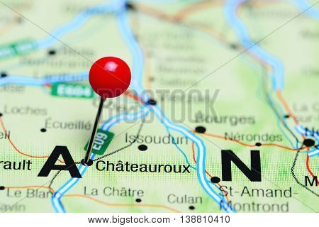 Chateauroux pinned on a map of France
