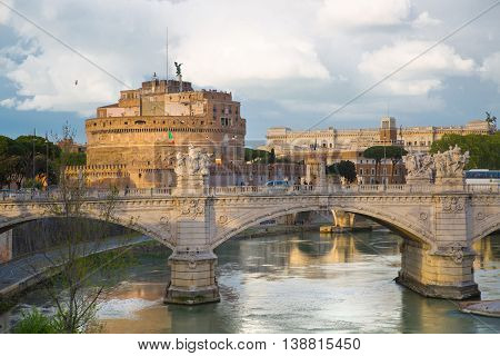 ROME, ITALY - APRIL 8, 2016: Castel Sant'Angelo (The Castle of the Holy Angel or Mausoleum of Hadrian) in Rome