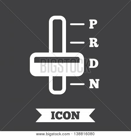 Automatic transmission sign icon. Auto car control symbol. Graphic design element. Flat transmission symbol on dark background. Vector