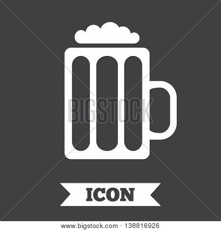 Glass of beer sign icon. Alcohol drink symbol. Graphic design element. Flat beer symbol on dark background. Vector