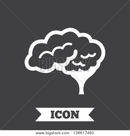 Brain with cerebellum sign icon. Human intelligent smart mind. Graphic design element. Flat neurology symbol on dark background. Vector