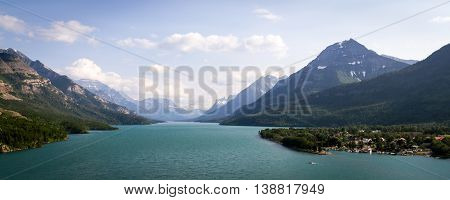 Panoramic view of the Waterton Lake, Canada