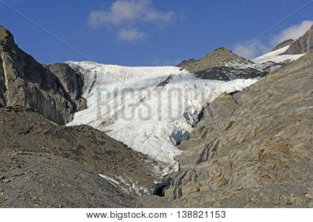 Worthington Glacier Coming out of the Mountains near Valdez Alaska