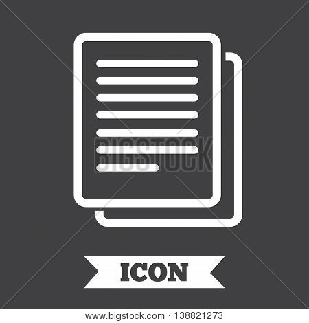Copy file sign icon. Duplicate document symbol. Graphic design element. Flat copy symbol on dark background. Vector